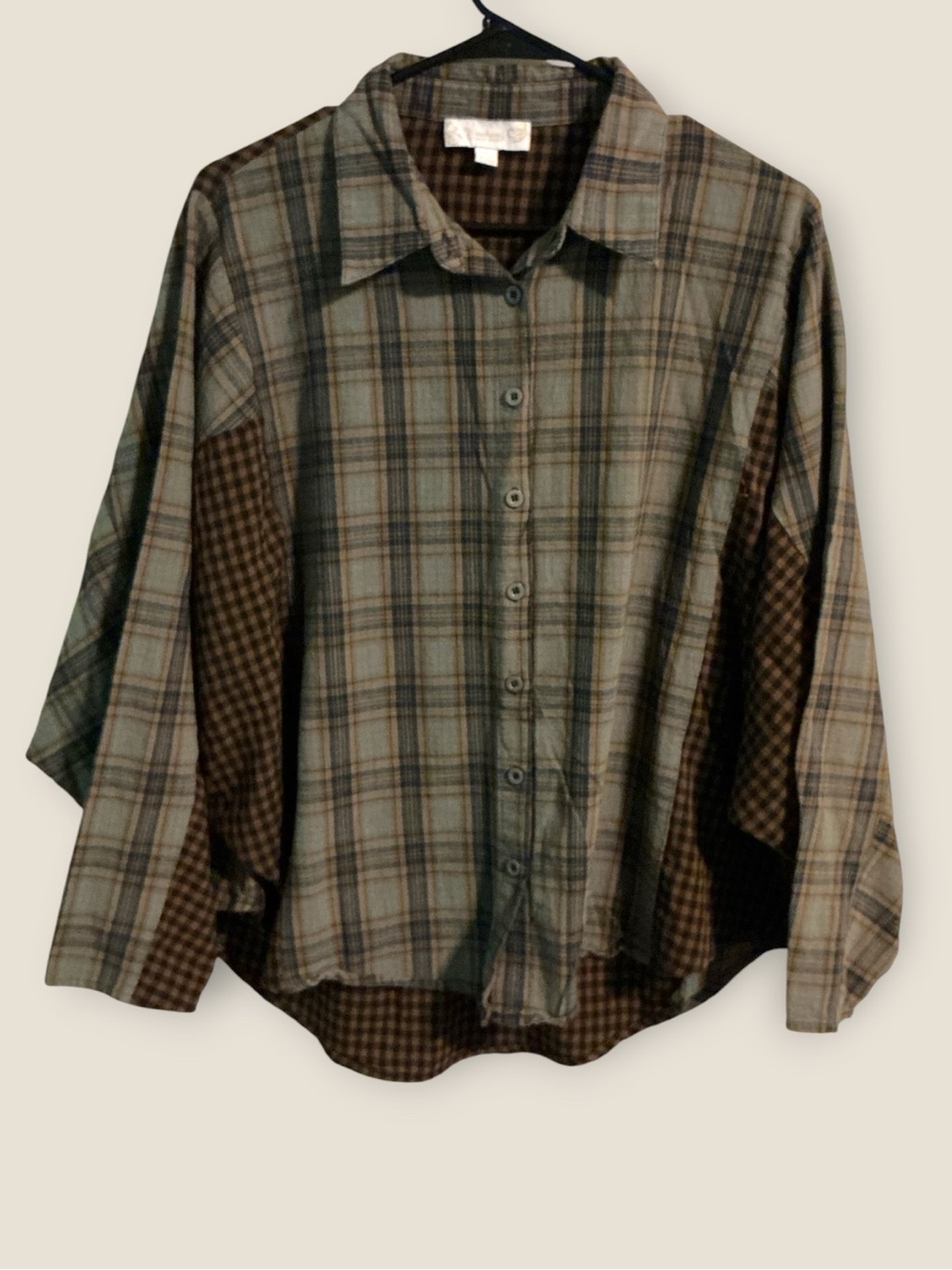 🌺Weekend Suzanne Betro Button-Down Plaid Shirt - Green/Brown